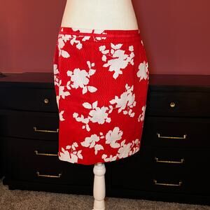 Talbots red white Cotton Skirt, size 10 Knee Length Womens